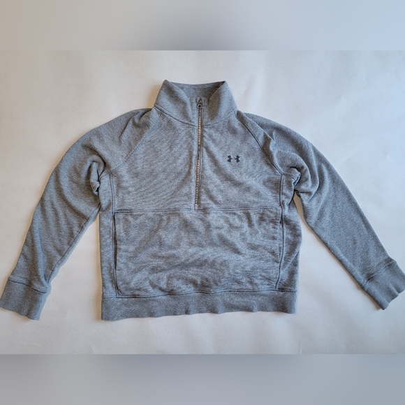 Under Armour Tops - Under Armour Half Zip Pullover Sweatshirt Light Gray Loose Fit
